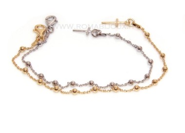NLB|Bracciale rosario uomo o donna in Argento 925 croce liscia rod Oro giallo o bianco 17 cm