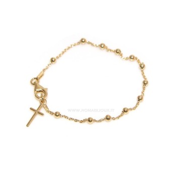NLB|Rosary bracelet man or woman in 925 sterling silver cross smooth rod yellow gold or white 17 cm