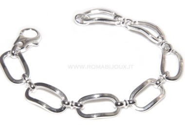NLB|Woman bracelet in 925 sterling silver with rhodium not oval large measure 17,50 / 18 cm