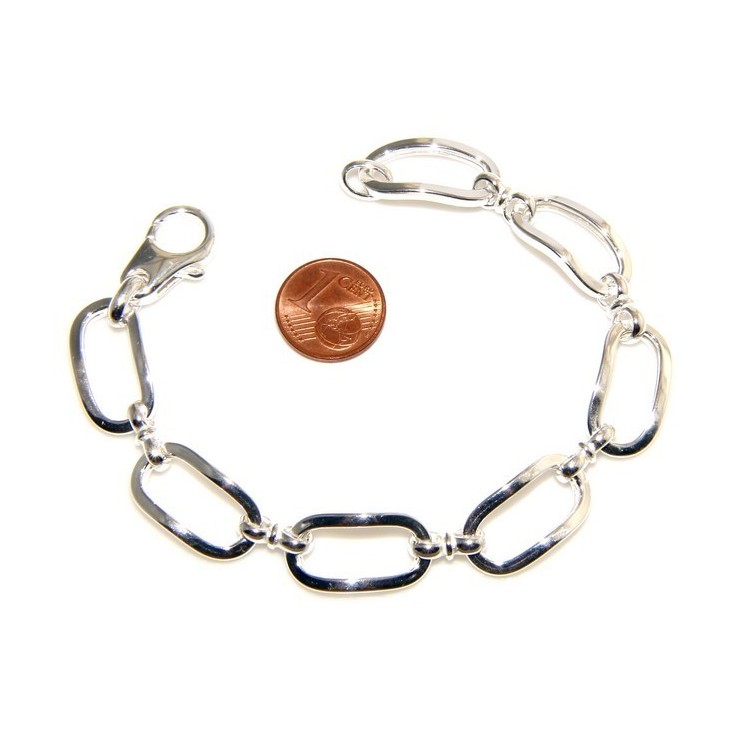 NLB|Bracciale donna in Argento 925 non rodiato con ovali grandi misura 17,50 / 18 cm