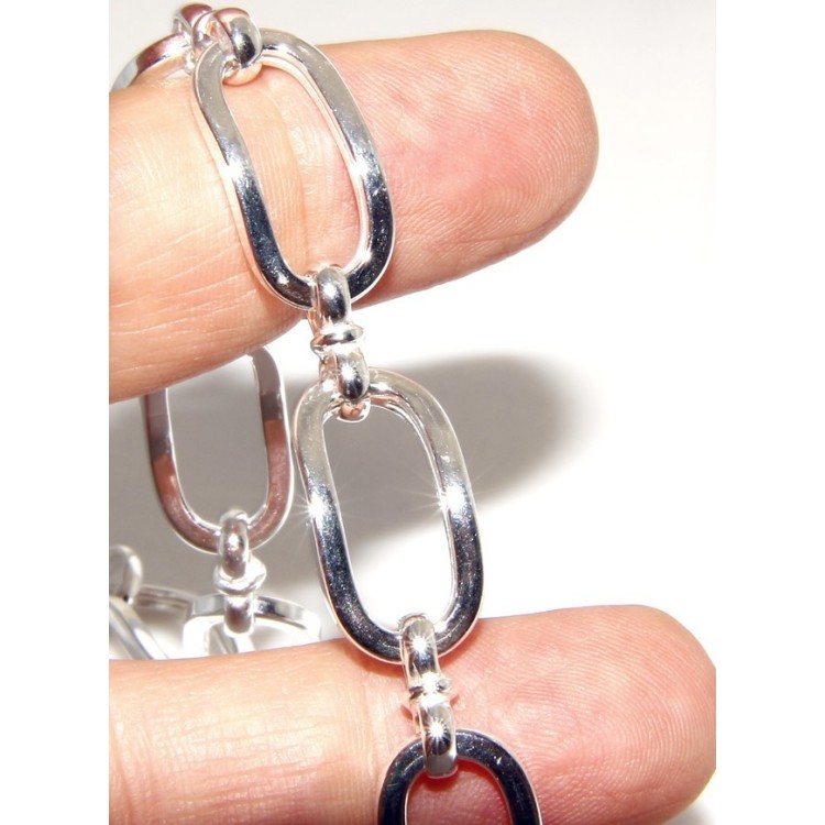NLB|Bracciale donna in Argento 925 non rodiato con ovali grandi misura 17,50 / 18 cm