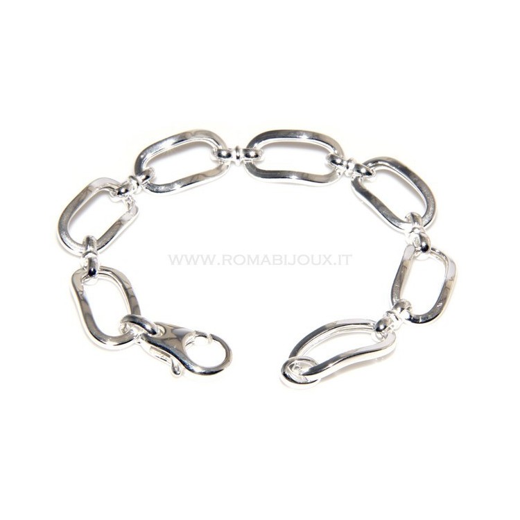NLB|Woman bracelet in 925 sterling silver with rhodium not oval large measure 17,50 / 18 cm
