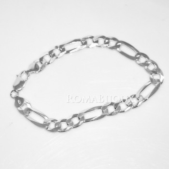 NLB|ARGENTO 925 : Bracciale uomo catena da 8,2 mm figaro 3 + 1 sbiancata