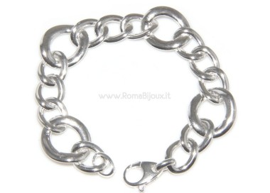 NLB|Woman bracelet in 925 sterling silver with rhodium not oval large measure 17,00 cm