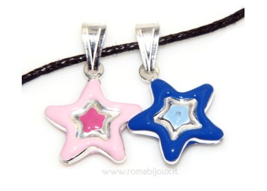 NLB|silver pendant star blue or pink
