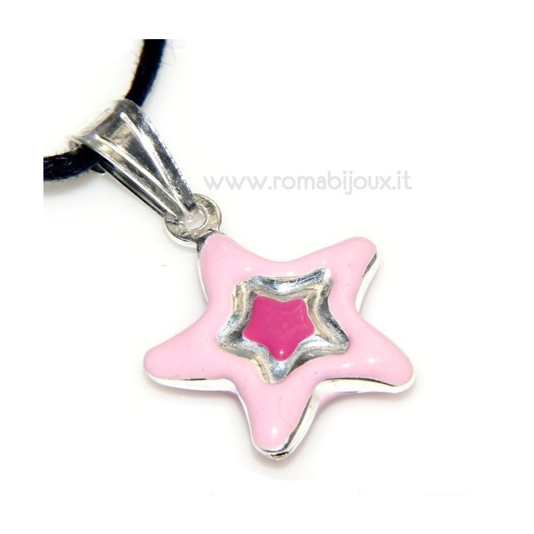 NLB|silver pendant star blue or pink