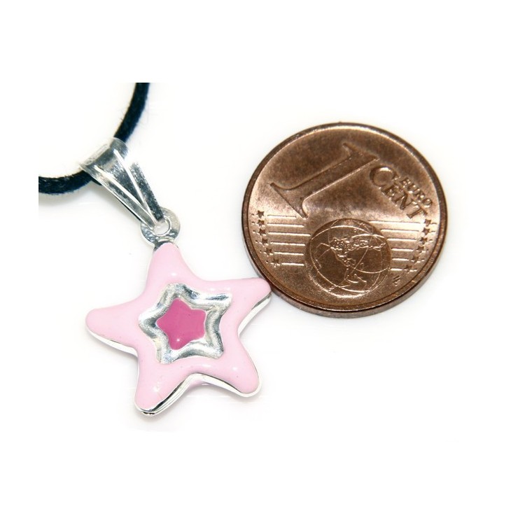 NLB|pendente smaltato rosa celeste stella