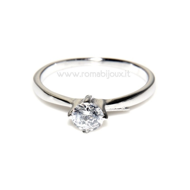 NLB|Argento 925 Rodiato : Solitario con zircone da 5 mm taglio brillante
