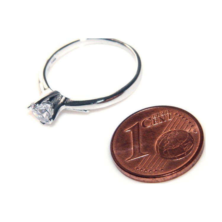 NLB|Argento 925 Rodiato : Solitario con zircone da 5 mm taglio brillante