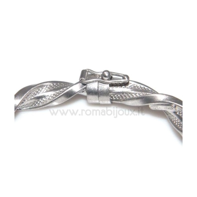 NLB|Woman bracelet in 925 sterling silver with rhodium not oval large measure 17,00 cm