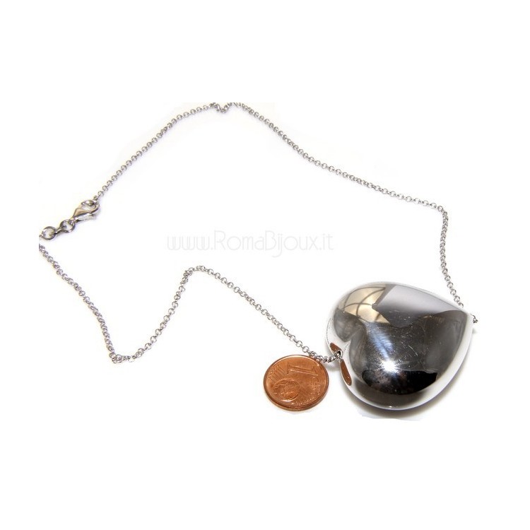 NLB|collana con centrale cuore doppio brillanti micropietre