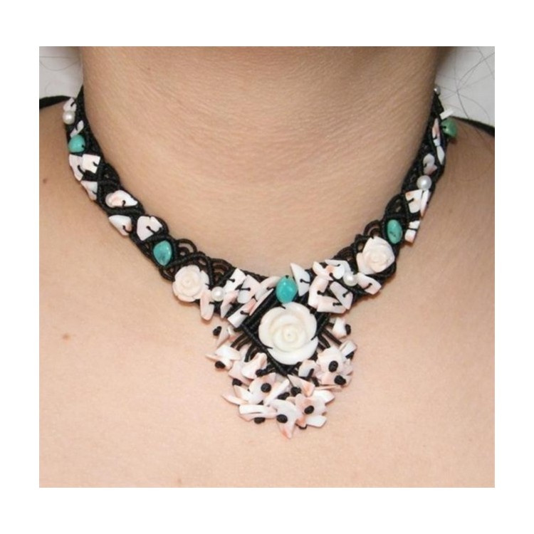 NLB|collana linea Capri sciarpina 3 fili bicolore rosso nero in corallo scoglio verace italiano rosso e perle di agata nera
