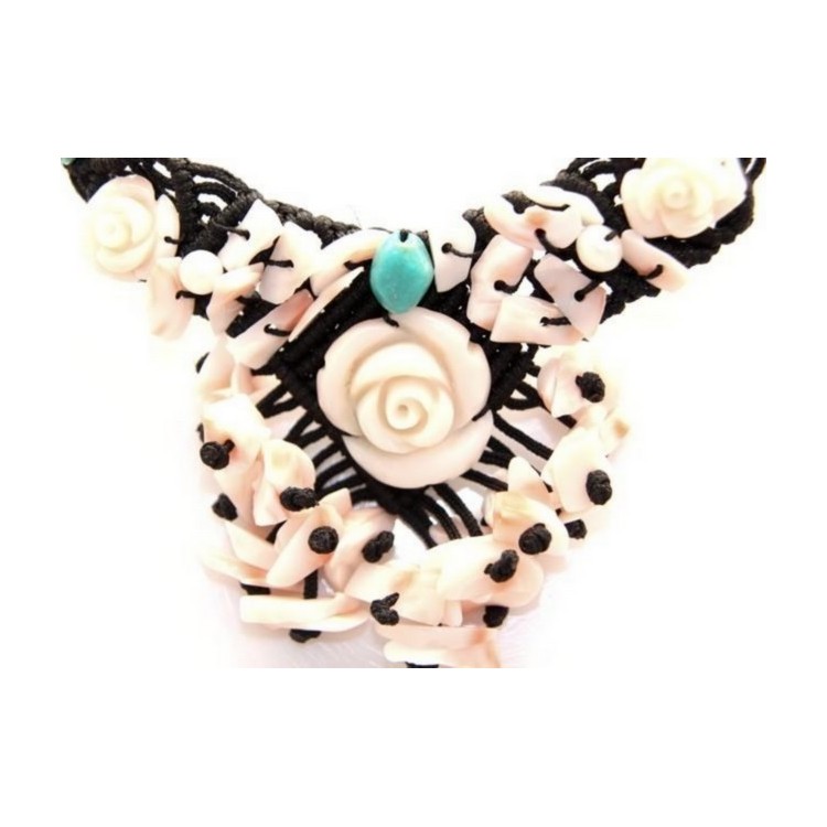NLB|necklace scarf line Capri 3-wire two-tone red black coral reef true Italian red and black agate beads