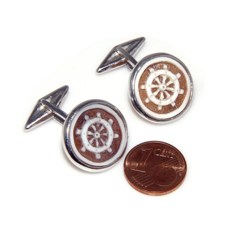 NLB|Mens Cufflinks for electric guitar shirt Silver 925 black enamel handmade