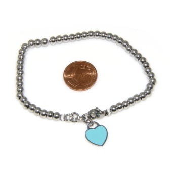 NLB|Steel plated bracelet woman hypoallergenic balls with enamel heart 17