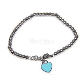 NLB|Steel plated bracelet woman hypoallergenic balls with enamel heart 17