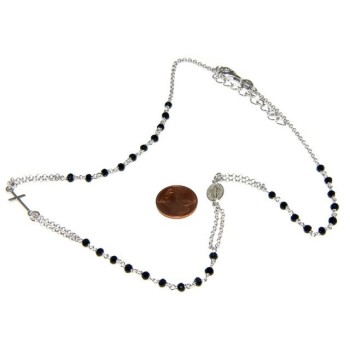 NLB|necklace 925 silver rosary choker black crystal 45 + 5 NALBORI