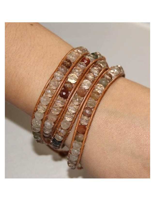 bracciale argento 925 quarzo fumè Naturale e cuoio hip hop marrone pietre bracciale argento 925 quarzo fumè Naturale e cuoio hip hop marrone pietre