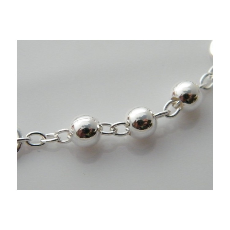 NLB|Bracciale rosario uomo o donna in Argento 925 croce liscia rod Oro bianco palline 4 mm mis 17