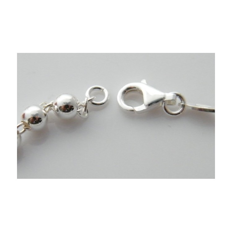 NLB|Bracciale rosario uomo o donna in Argento 925 croce liscia rod Oro bianco palline 4 mm mis 17