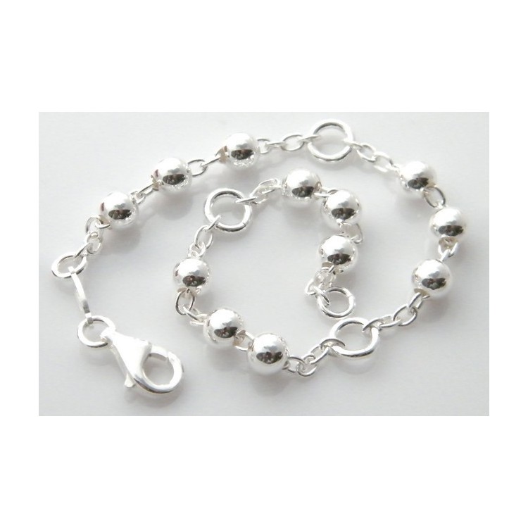 NLB|Bracciale rosario uomo o donna in Argento 925 croce liscia rod Oro bianco palline 4 mm mis 17