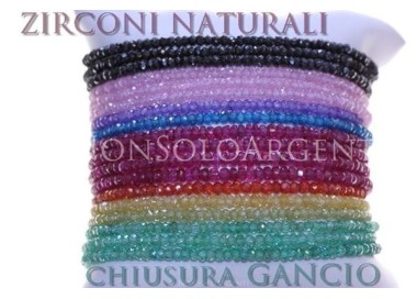NLB|Argento 925 : Bracciale Donna semipreziosi pietre zirconi naturali chiusura gancio mis 17