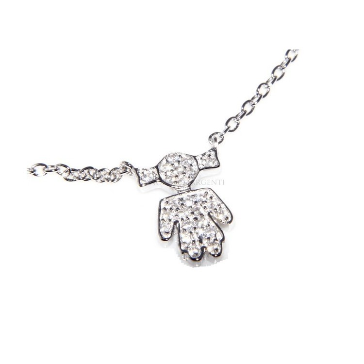 NLB|Argento 925 : Collana Collier donna veneziana 44 cm bambina con codini microsetting