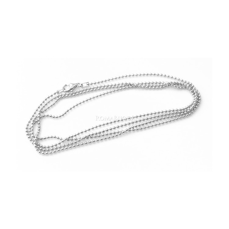 NLB|ARGENTO 925 : Girocollo collana pallini palline balls 1,8 mm varie lunghezze modello con trattamento di rodiatura