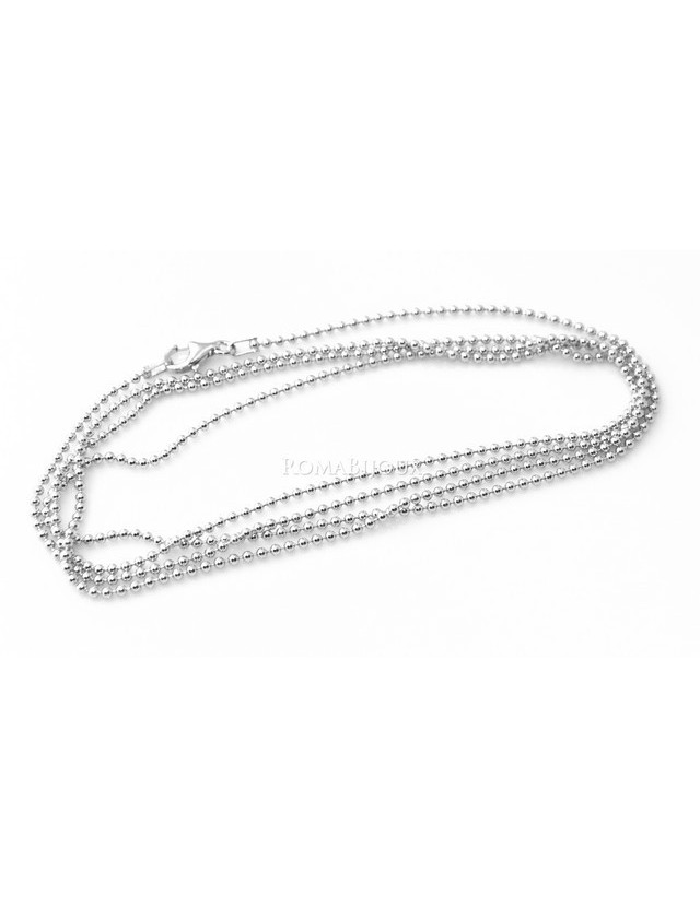 ARGENTO 925 : Girocollo collana pallini palline balls 1,8 mm varie lunghezze modello con trattamento di rodiatura