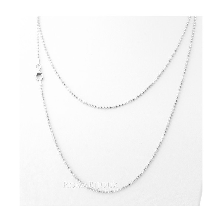 NLB|ARGENTO 925 : Girocollo collana pallini palline balls 1,8 mm varie lunghezze modello con trattamento di rodiatura