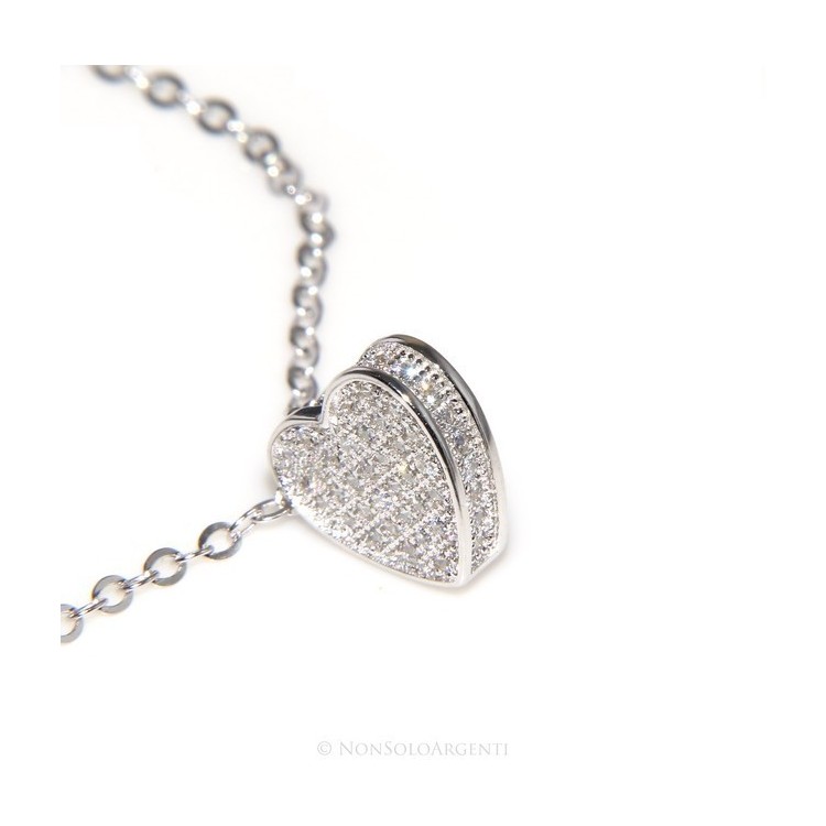 NLB|collana con centrale cuore doppio brillanti micropietre