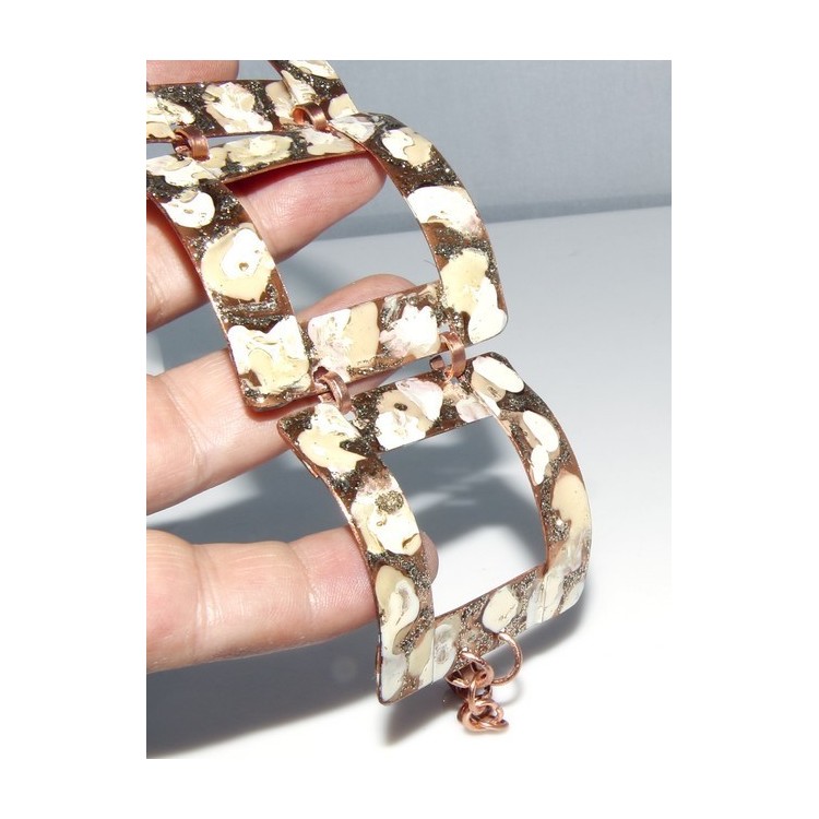 NLB|bracciale schiava alto donna rame smalti e glitter
