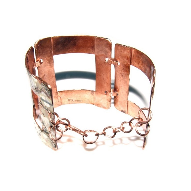 NLB|bracciale schiava alto donna rame smalti e glitter