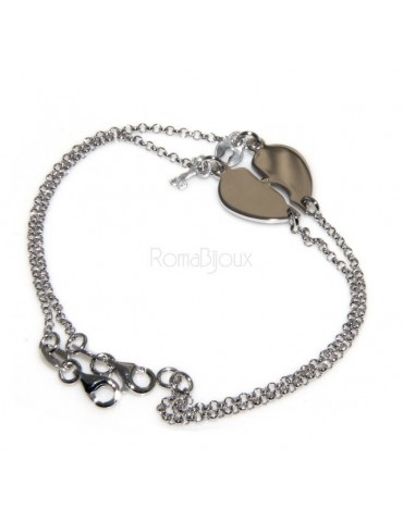 SILVER 925 :  bracelet for woman, hearts in medals
