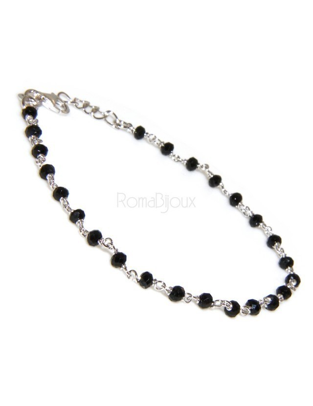 Bracciale rosario uomo in Argento 925 con immagine madonnina , croce convessa e cristallo nero . Mis 17,00 - 22,00 Bracciale rosario uomo in Argento 925 con immagine madonnina , croce convessa e cristallo nero . Mis 17,00 - 22,00
