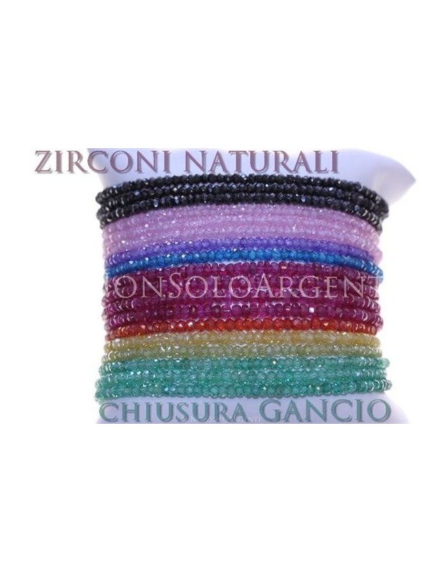 Argento 925 : Bracciale Donna semipreziosi pietre zirconi naturali chiusura gancio mis 17