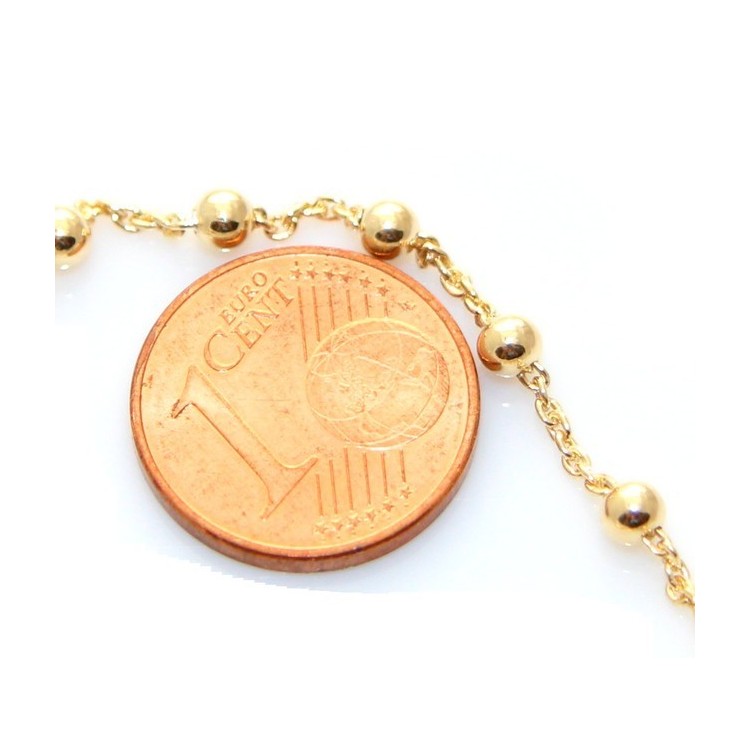NLB|Rosary bracelet man or woman in 925 sterling silver cross smooth rod Yellow gold from 16.50 to 20 cm