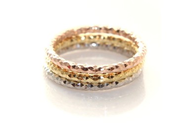 NLB|Argento 925 Italiano : anello microfusione 3 colori (oro bianco giallo rosa) diamantato mis 16 o 18