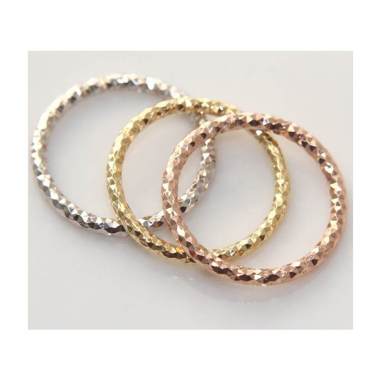 NLB|Argento 925 Italiano : anello microfusione 3 colori (oro bianco giallo rosa) diamantato mis 16 o 18