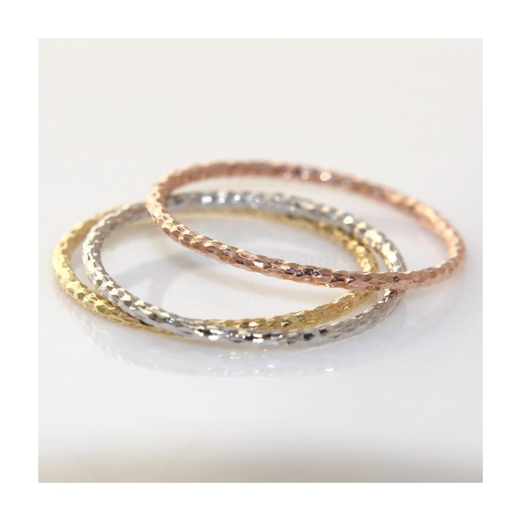 NLB|3 rings silver 925 in three golds white yellow pink tris thin woman