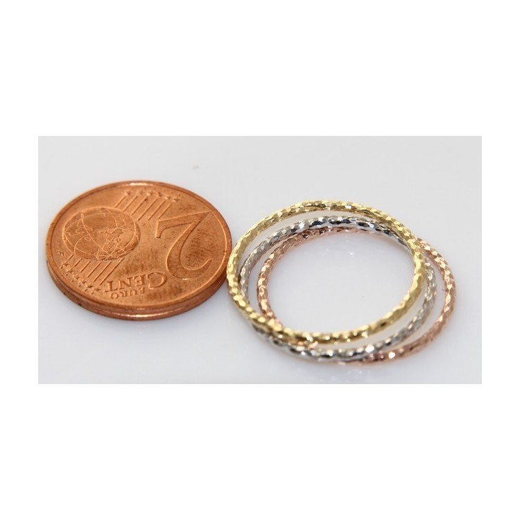NLB|Argento 925 Italiano : anello fusione 3 colori (oro bianco giallo rosa) diamantato mis 16 o 14