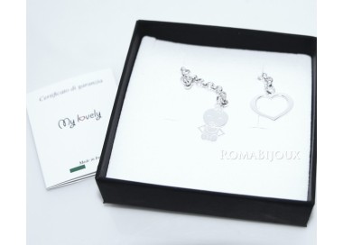 NLB|ARGENTO 925 catena collana saliscendi rolo' con cuore aperto e neonato bebe'