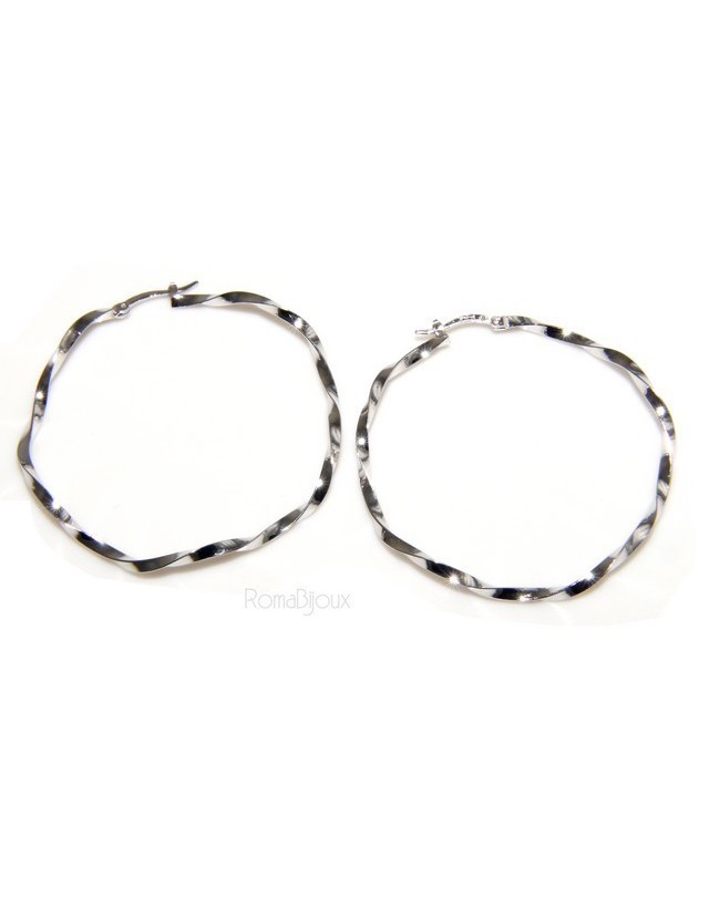 925: Women's earrings hoop circles twisted bushes 45.0 mm