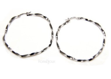NLB|Argento 925 : orecchini donna anelle cerchi boccole ritorte 45,0 mm