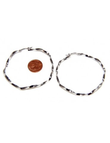 925: Women's earrings hoop circles twisted bushes 45.0 mm