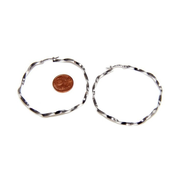 NLB|925: Women's earrings hoop circles twisted bushes 45.0 mm