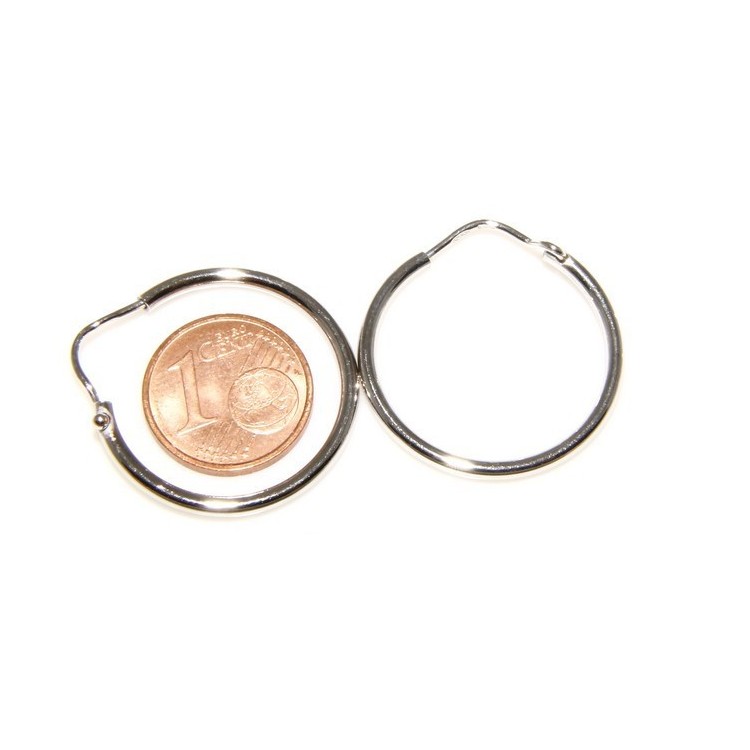 NLB|Argento 925 : orecchini donna anelle cerchi boccole lisce classiche 26,0 mm