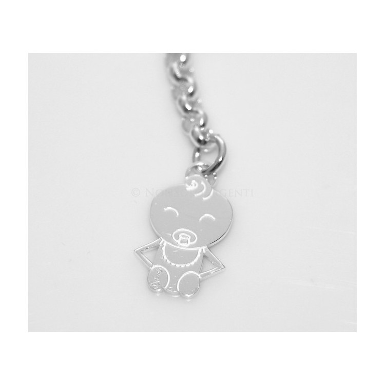 NLB|ARGENTO 925 catena collana saliscendi rolo' con cuore aperto e neonato bebe'