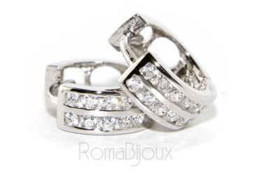 NLB|925: micro hoop earrings man woman anelle bushings with 2 cubic zirconia 11mm files