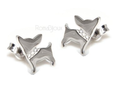 NLB|Argento 925 : orecchini uomo donna perno cane chiwawa collare zirconi